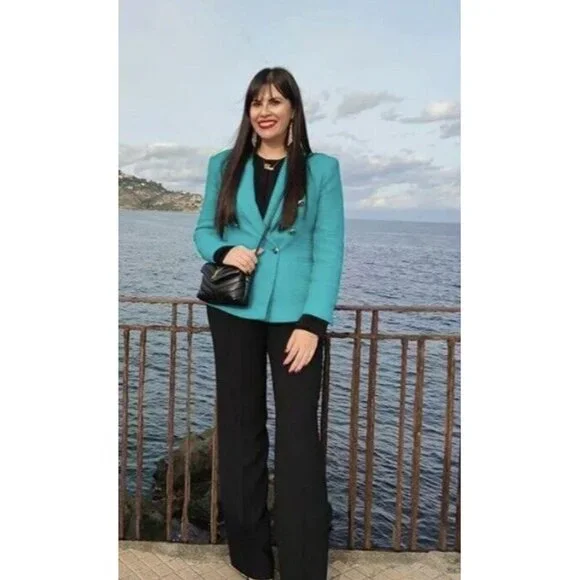 NWT ZARA Emerald Tailored Double Breasted Blazer Blogger’s Favorite​​​ - Picture 12 of 12